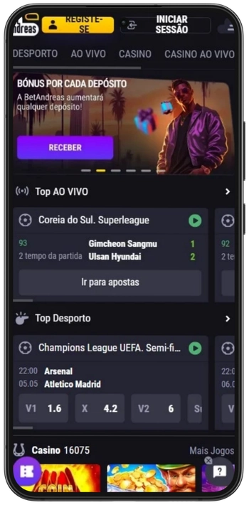 Acesso ao site oficial ou app Betandreas